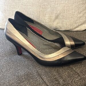 Ros Rhommerson Black & Gray Leather 90’s Pump Heels size 8.5
